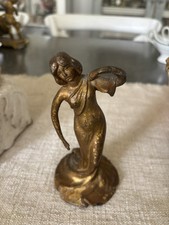 Art Nouveau Antique Finish * possibly bronze Metal Woman Figurine Sculpture picture