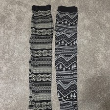 Pink Republic Lot of 2 Medium Warm Yoga Leggings Black White Stretch picture