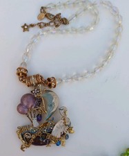 Cat Swan KIRKS FOLLY Ship of Dreams Charmer Ornament Gold Tone Enamel Crystals  picture