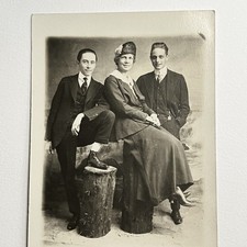 Antique RPPC Real Photograph Postcard Handsome Men Woman Venice Los Angeles CA picture
