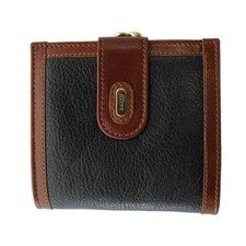 BALLY Women's Leather Bifold Wallet Coin Purse Black Brown 595 AB (Ages 14+) picture
