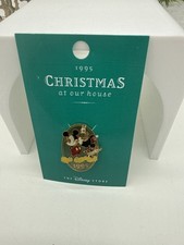 Vintage 1995 The Disney Store Christmas at Our House Mickey Minnie Pin on Card picture