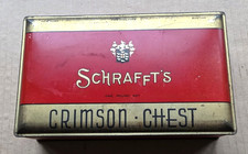 Vintage 1930's Schraffts Crimson Chest Tin Candy Box  RARE Advertising Tin picture