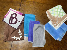 7 Vintage Handkerchiefs Hankies Mixed Lot Colorful Prints Solid Applique picture