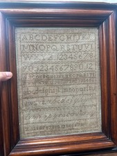 ANTIQUE Large Child Stitched Sampler 19th C Early 1800s Alphabet & Numbers picture
