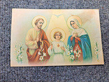 Vintage 1934 Holy Family Religious Print Card Jesus Mary Joseph Christmas 1946 picture