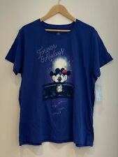 Disney Women's Mickey & Minnie Forever & Always Short Sleeve Shirt, Blue,2XL,NWT picture
