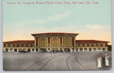 Vintage Denver Rio Grande Western Pacific Union Depot Salt Lake City Postcard picture
