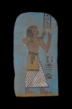 Rare Authentic Ancient Egyptian Antique Scribe Painted Relief Stone Figure BC picture