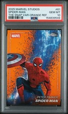2025 Topps Chrome Marvel Studios Spider-Man The Snap Variation Orange /25 PSA 10 picture