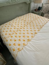 Vintage D. Porthault Queen Flat Sheet w/2 Shams Pensées Jaunes/Yellow Pansy picture