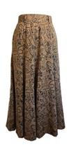 (34/S) Escada Vintage 1990s Light Brown Wool High Waist Full Print Midi Skirt picture
