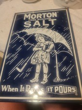 Vintage Morton Salt Advertising Tin Sign picture