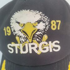 Vintage 1987 Sturgis South Dakota Motorcycle Rally Black Truckers Cap picture