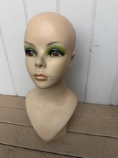 Vtg Female Mannequin Head Bust Art Deco Hat Wig Store Display 1960s Swag Sees picture