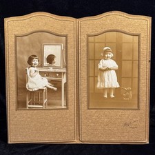 Vtg 20s Toddler Vanity Mirror Toy Elephant Photo Double Portrait Folder Spokane picture