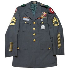 Vintage US Army Jacket Coat Mens 34S Green Class A Dress Uniform Vietnam War picture