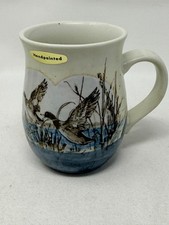 VTG Otagiri Stoneware Coffee Mug Mallard Ducks Marsh Japan w/ Original Sticker picture