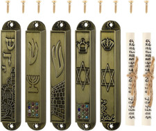 5 Pieces Mezuzah for Door with Kosher Scroll Jewish Mezuzah Set Small with Sc... picture