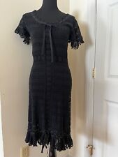 Moschino Cheap and Chic black crochet style dress with full slip, Size 4 picture