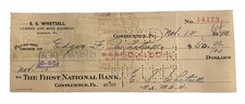ES Whetsell Mine & Lumber 1st National Bank of Confluence PA Antique 1940s Check picture