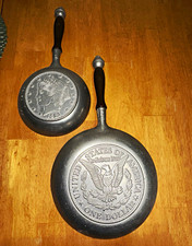 2-Piece wilton armetale pewter skillet Liberty Head Nickel 1883 & USA One Dollar picture