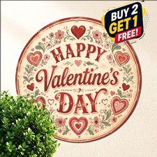 Waterproof Happy Valentines Day Round Metal Sign Romantic Anniversary Plaque picture