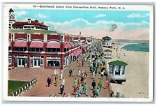 Asbury Park New Jersey Postcard Boardwalk Scene Convention Hall Aerial View 1931 picture
