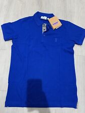 Burberry Men's Short Sleeve Check Placket TB Polo Shirt Royal Blue Medium picture