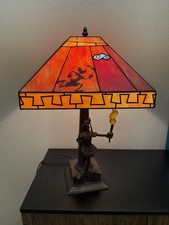 DISNEY LE GOOFY OLYMPIC TORCH STAINED GLASS TABLE LAMP RARE picture