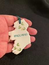 VNT Donegal Belleek Parian China Map of Ireland Christmas Ornament 2X3