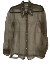Dries Van Noten Silk Blouse With Jeweled Collar, Size 40 picture