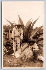K63/ Mexico RPPC Postcard c1940s Tipicos Mexican Men Agave 466 picture
