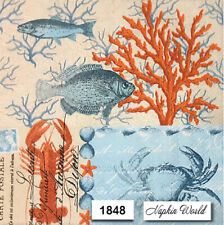 (1848) TWO Individual Paper LUNCHEON Decoupage Napkins - OCEAN LIFE SEA FISH picture