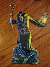Amscan Ron Lewis GRIM REAPER CUT OUT Decoration Vintage Die-cut HALLOWEEN VG picture