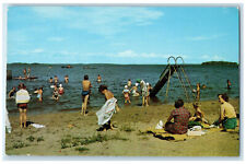 c1950's City Beach Rainy Lake International Falls Minnesota MN Postcard picture