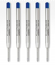 5 X Parker Quink Flow Medium Jotter Ballpoint Pen Refills, Blue Ink 1.0 MM Nib picture