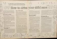 HOW TO DRIVE YOUR CHILD SANE RARE VINTAGE 1972 CHILD PSYCHOLOGY INSERT POSTER picture