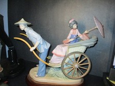 LLADRO PORCELAIN STATUE A RICKSHAW RIDE #1383 with box Made in Spain D131A   PA picture