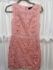 Valentino Pink Floral Jacquard Cut-Out Sheath Dress Sleeveless Scoop M picture