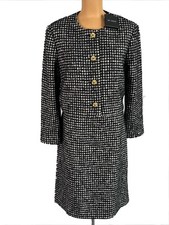 NWT ST. JOHN Knits Houndstooth Knit Jacket Blazer Skirt Suit sz 12/L $1890 picture