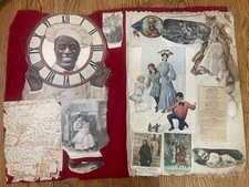 Antique Scrapbook On Cloth c1906 Large 11x16 VTG Victorian Era 12 Pages + Covers picture