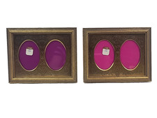 Lot of 2 Vintage Double Oval Picture Carr Frame Embossed Mat Gold Tone Small picture