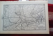 ☆1895 train map PENNSYLVANIA railroad lines west of Pittsburgh route station  picture