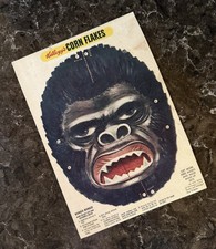 Vintage 1950's Kellogg's Corn Flakes Cereal Box KONGO BONGO Cut Out Gorilla MASK picture