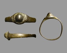 Ancient Roman Silver Stirrup Ring Legionary Conical Bezel 3rd–4th Century COA picture