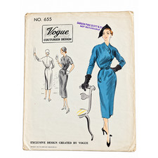 1952 Vogue Couturier 655 Dress Sewing Pattern Sz 16 Bust 34 Rare Complete picture