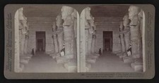 Interior rock hewn temple Abu Simbel Holy Holies rear & statues go - Old Photo picture