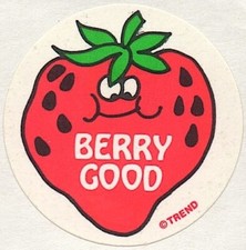 Vintage Trend Scratch and Sniff Strawberry Stinky Sticker Glossy Single 1980's picture