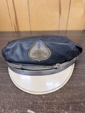 Early 1940s? Vintage Harley Davidson Motorcycle Leather Biker Cap Captains Hat picture